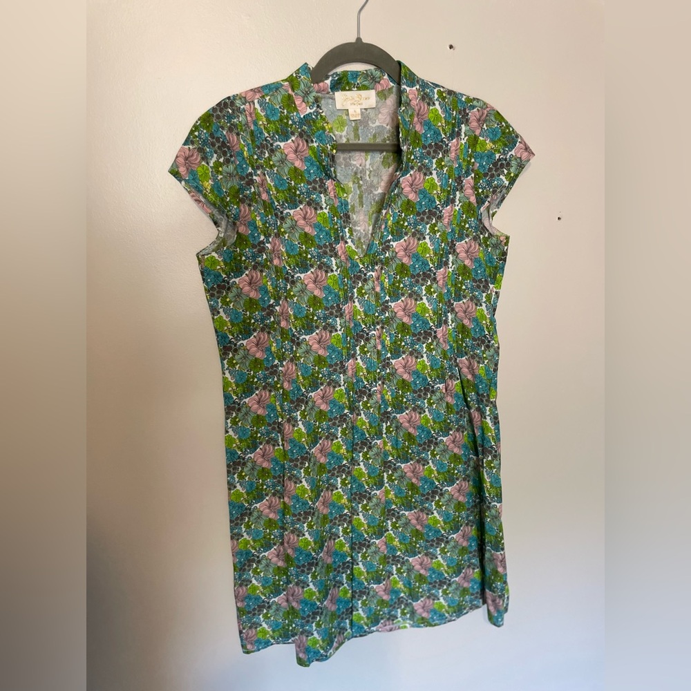 Julie Brown Green and Pink Floral dress, L